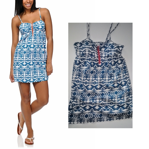 Empyre Aubree Lyons Blue Tribal Print Dress - Picture 1 of 5